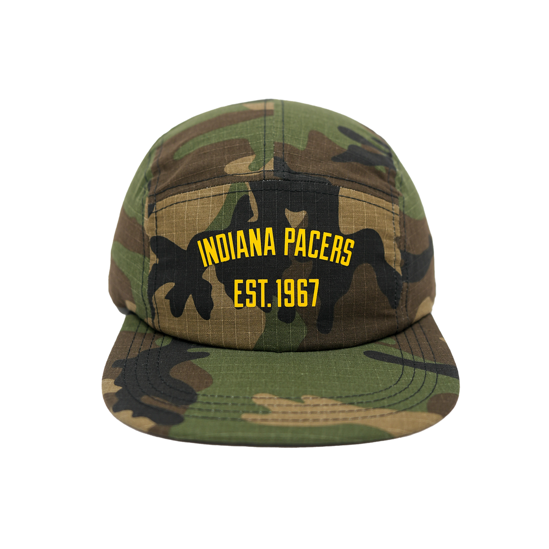Adult Indiana Pacers Text Camper Hat in Camo by New Era