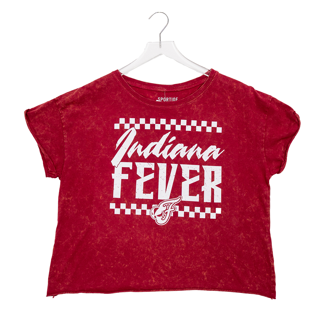 Women's Indiana Fever Short Sleeve Gwen Crop Shirt in Red by Sportiqe