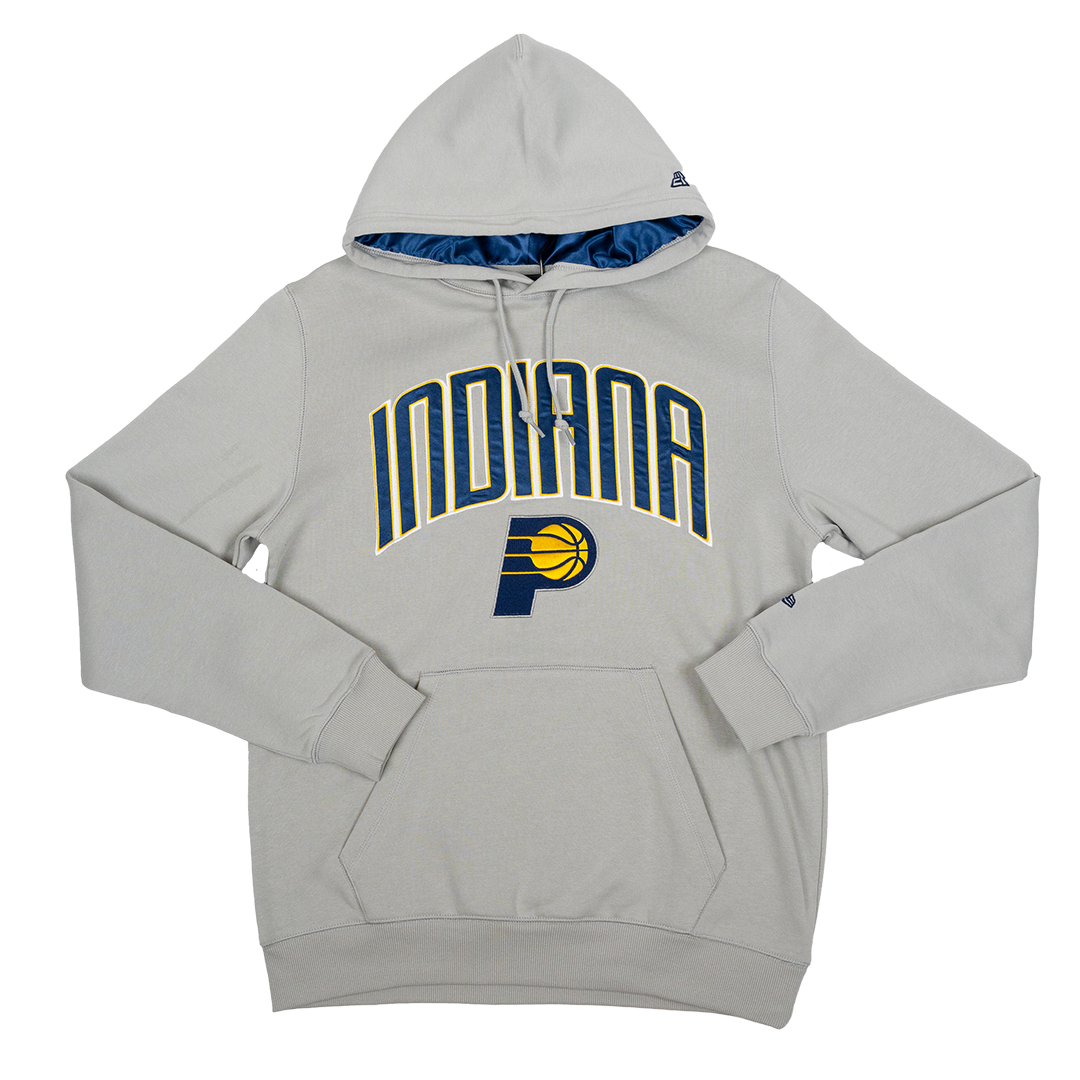 Adult Indiana Pacers Satin Wordmark Hooded Sweatshirt In Grey by New Era