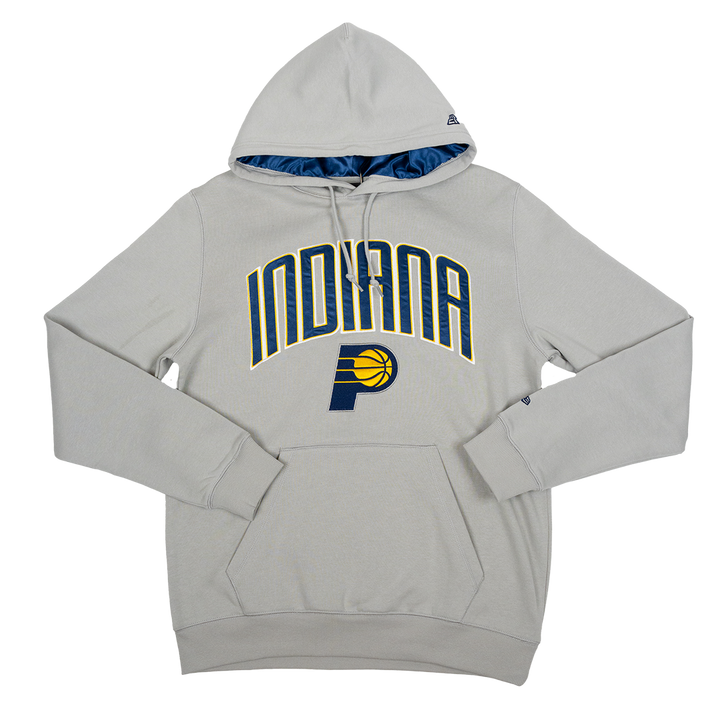 Adult Indiana Pacers Satin Wordmark Hooded Sweatshirt In Grey by New Era