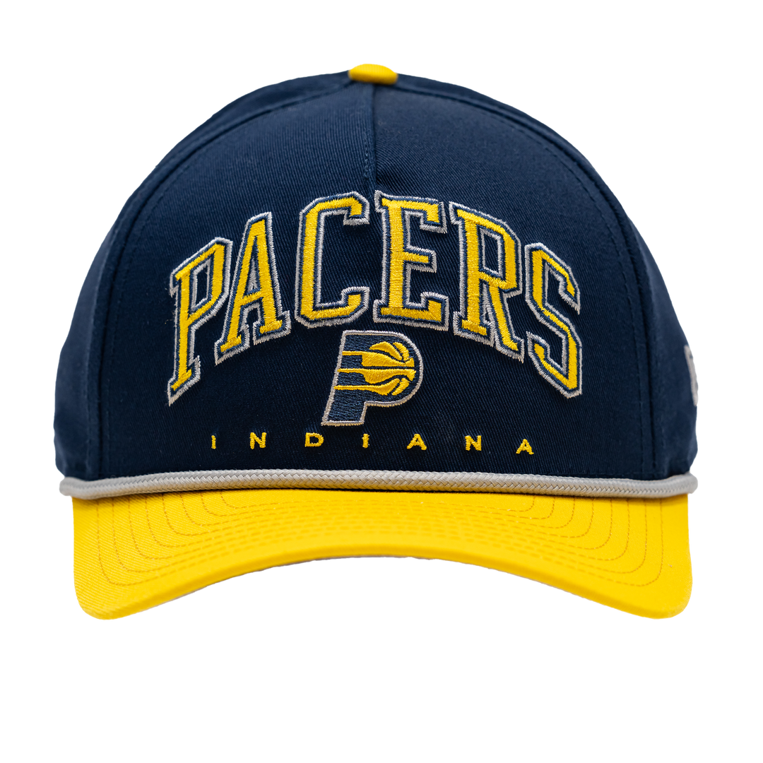 Adult Indiana Pacers Adjustable Arch A-Frame 9FORTY Hat in Navy by New Era