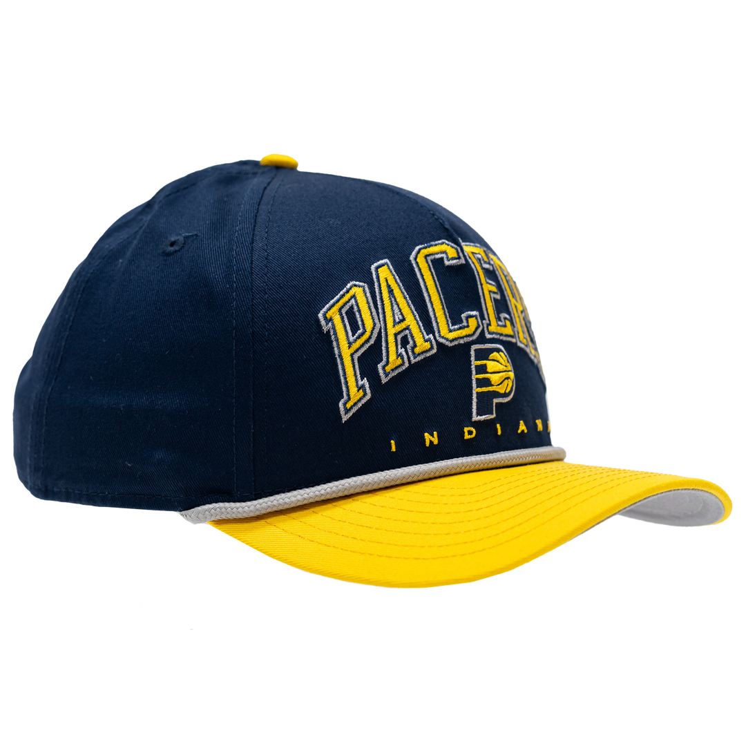 Adult Indiana Pacers Adjustable Arch A-Frame 9FORTY Hat in Navy by New Era