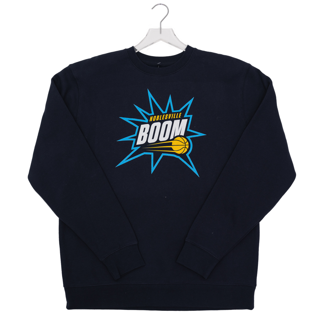 Adult Noblesville Boom Primary Logo Crewneck Sweatshirt in Navy by Boom Team Store