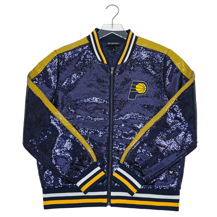 Women's Indiana Pacers Full-Zip Sequin Jacket in Navy by Wild Collective