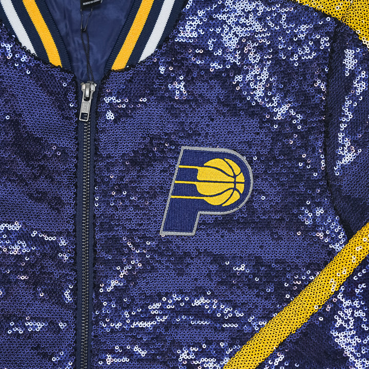 Women's Indiana Pacers Full-Zip Sequin Jacket in Navy by Wild Collective