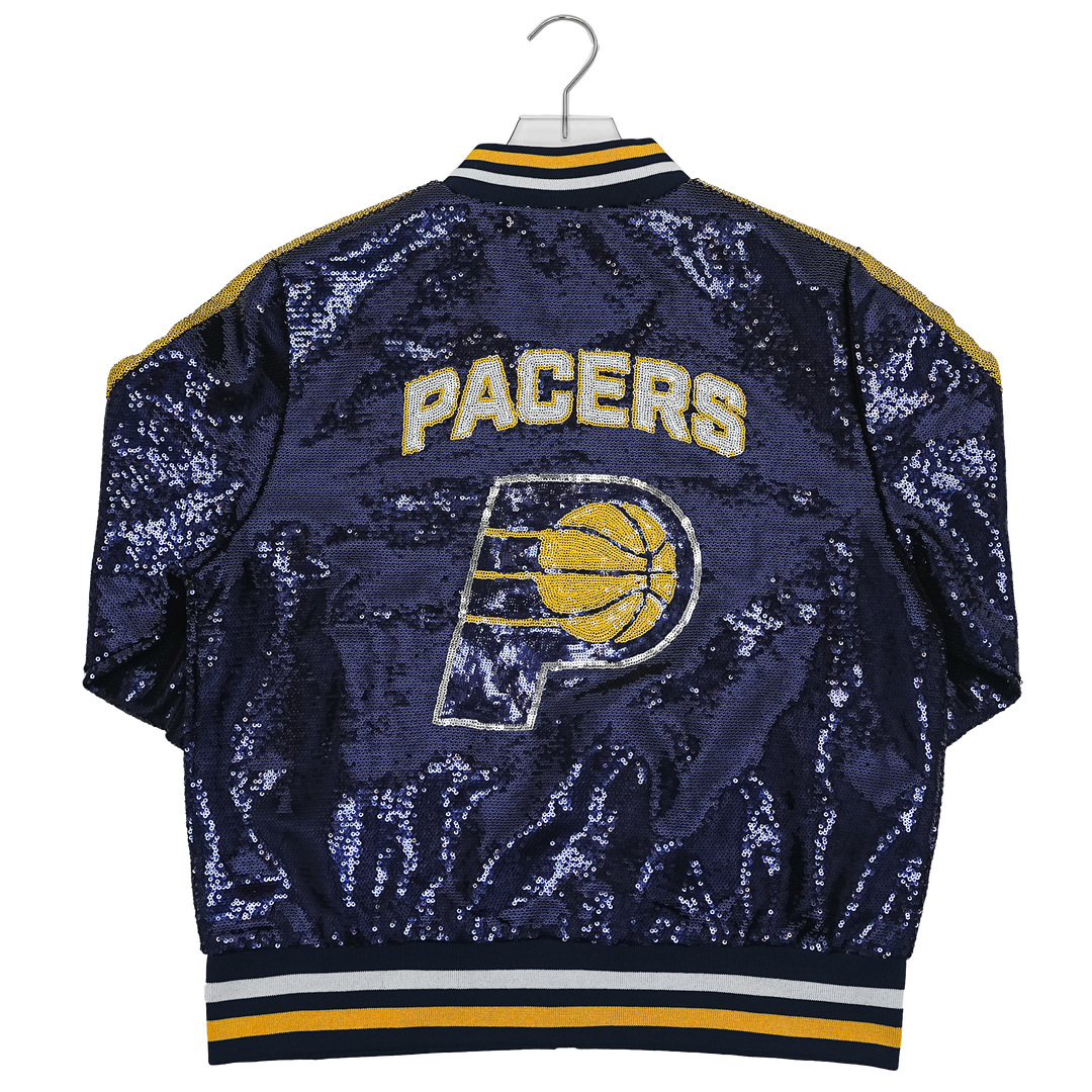 Women's Indiana Pacers Full-Zip Sequin Jacket in Navy by Wild Collective