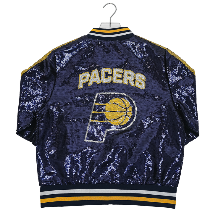 Women's Indiana Pacers Full-Zip Sequin Jacket in Navy by Wild Collective
