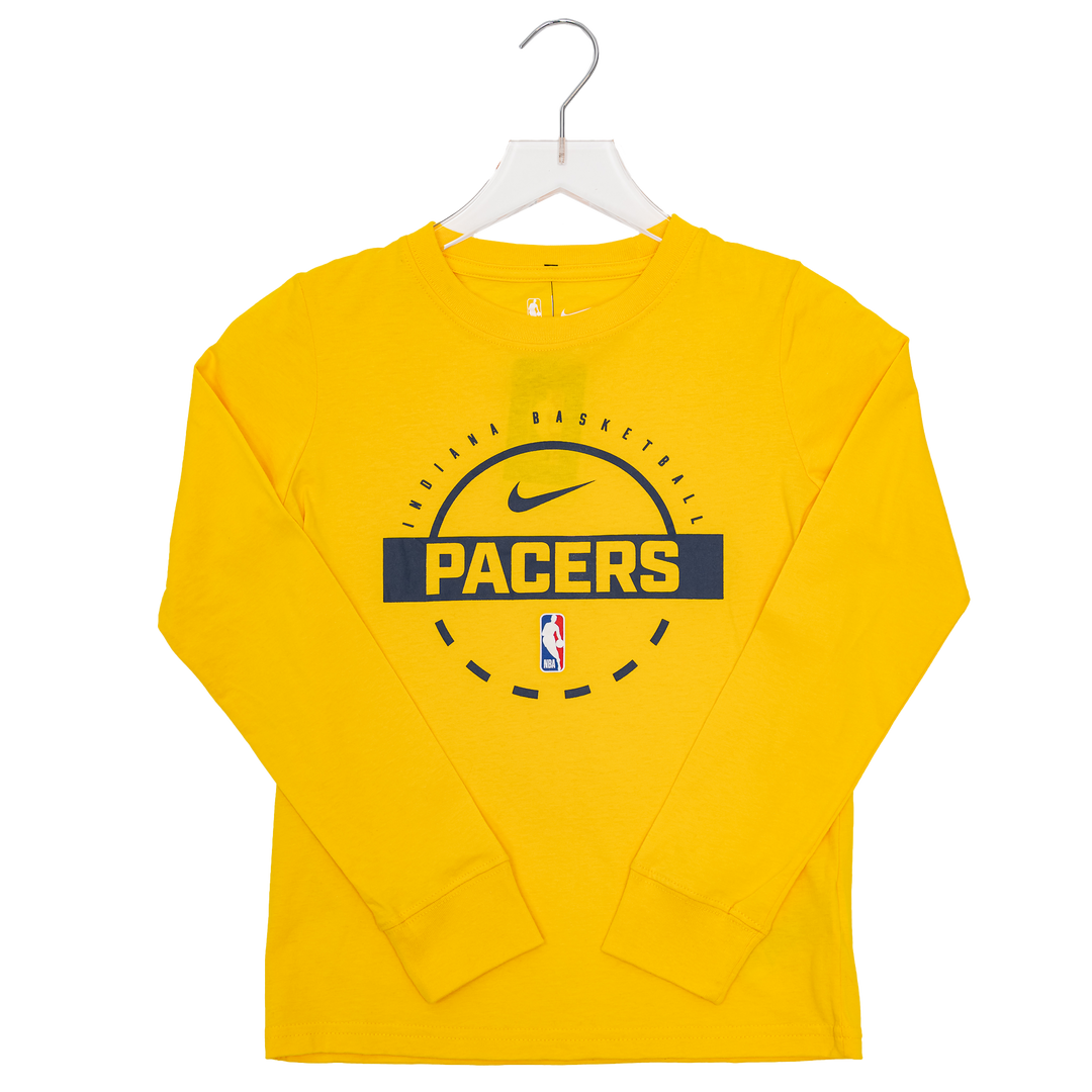 Youth Indiana Pacers 25-26 Practice Long-Sleeve shirt in Gold by Nike