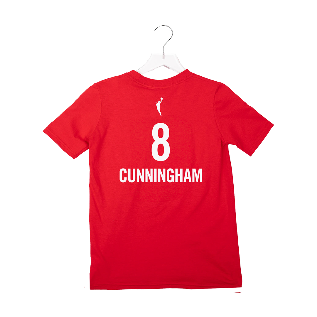 Youth Indiana Fever #8 Sophie Cunningham Rebel Name and Number T-Shirt in Red by Nike