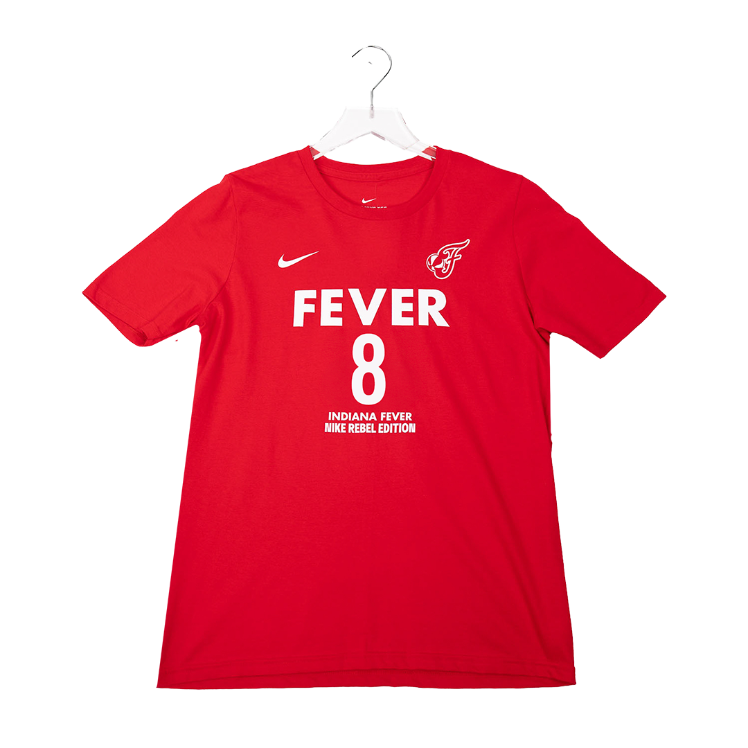 Youth Indiana Fever #8 Sophie Cunningham Rebel Name and Number T-Shirt in Red by Nike