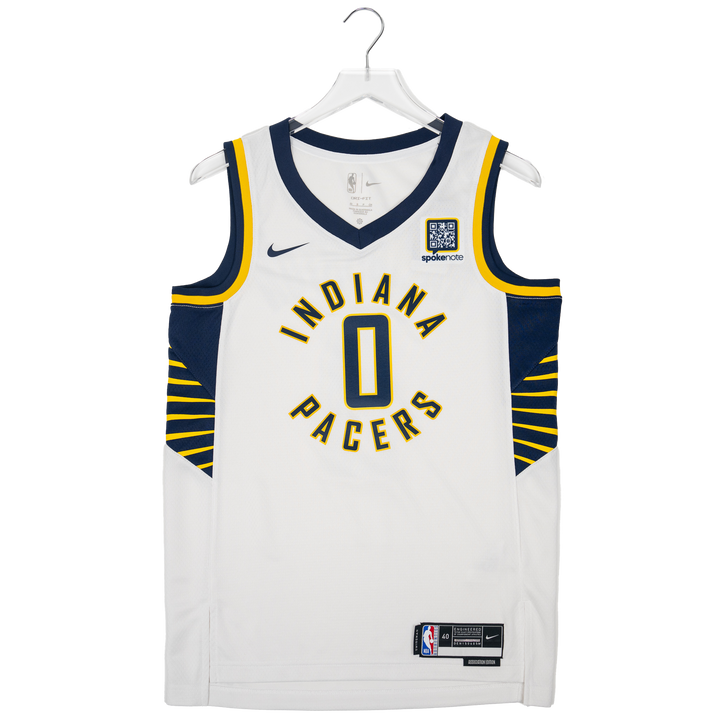 Adult Indiana Pacers #0 Tyrese Haliburton Association Swingman Jersey in White by Nike