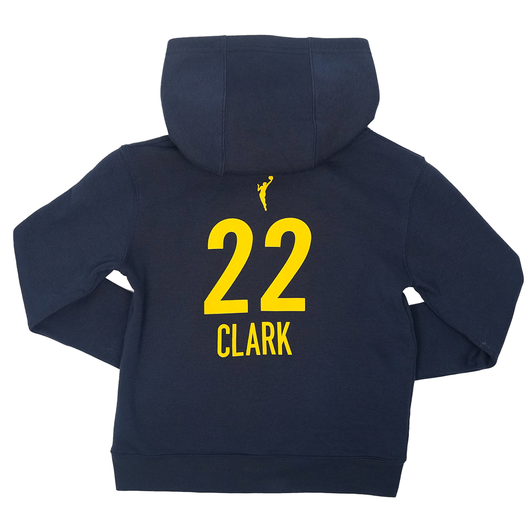 Youth Indiana Fever #22 Caitlin Clark Explorer Name and Number Club Hooded Sweatshirt in Navy by Nike