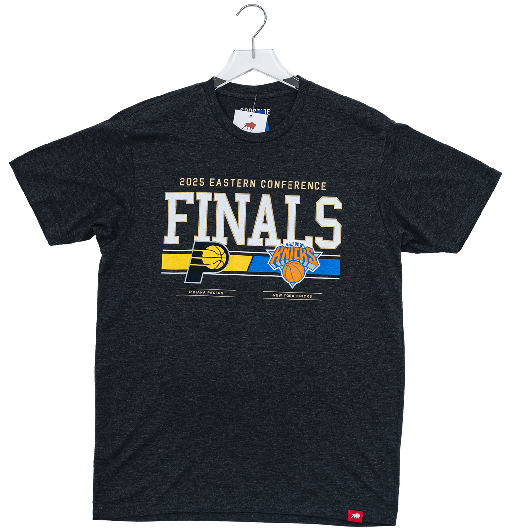 Adult Indiana Pacers 2025 Eastern Conference Finals Matchup T-shirt in Black by Sportiqe