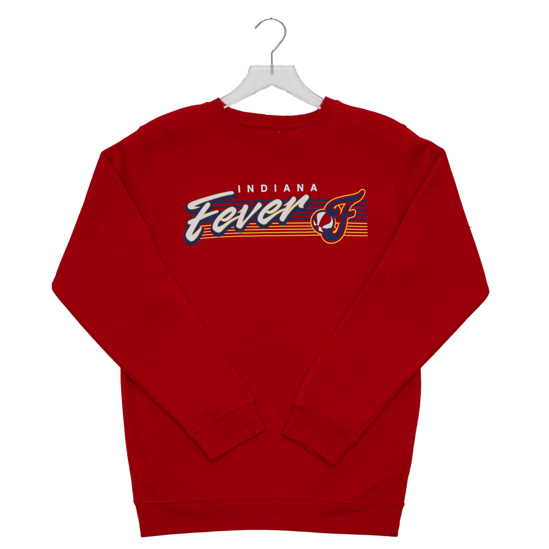 Adult Indiana Fever Distressed Basketball Crewneck Sweatshirt in Red by Fever Team Store