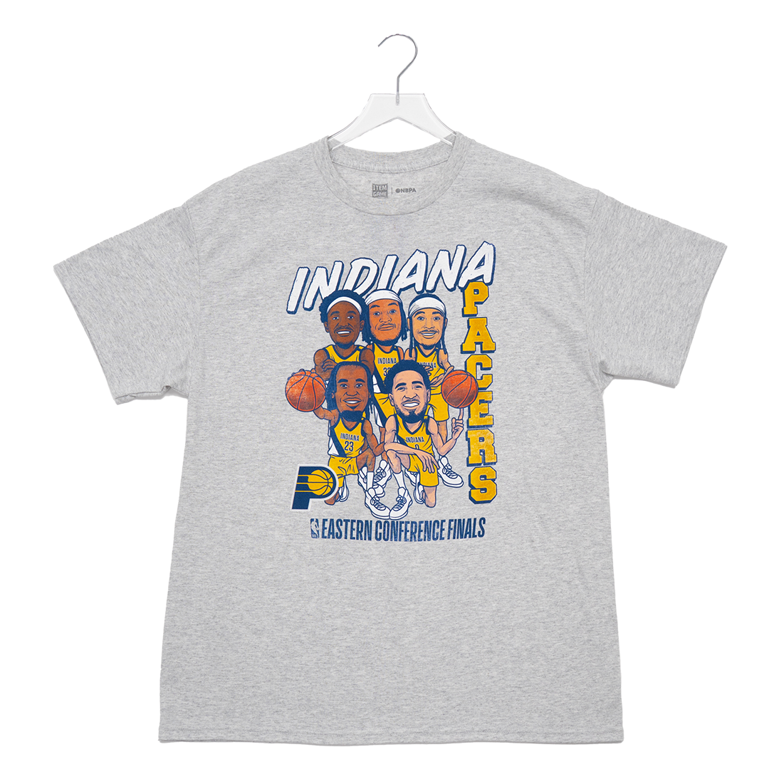 Adult Indiana Pacers 2025 Eastern Conference Finals Starting 5 T-shirt in White by Pacers Team Store