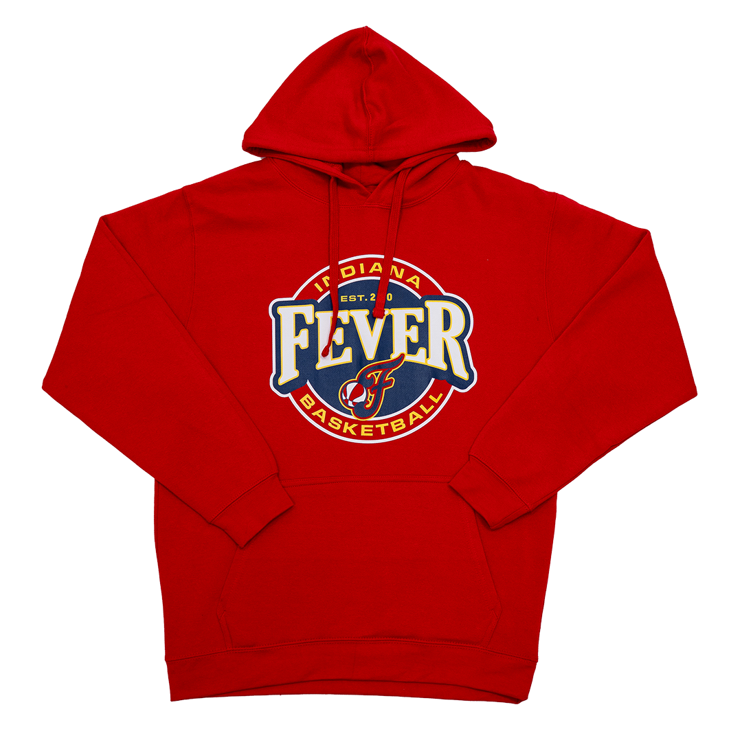 Adult Indiana Fever Retro Wordmark Hooded Sweatshirt in Red by Fever Team Store