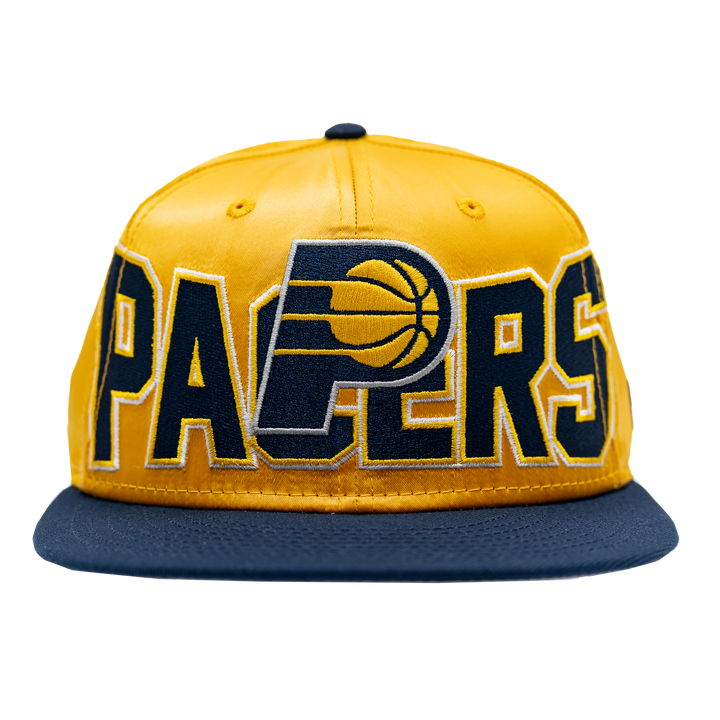 Adult Indiana Pacers Primary Logo Satin 59Fifty Hat in Gold by New Era