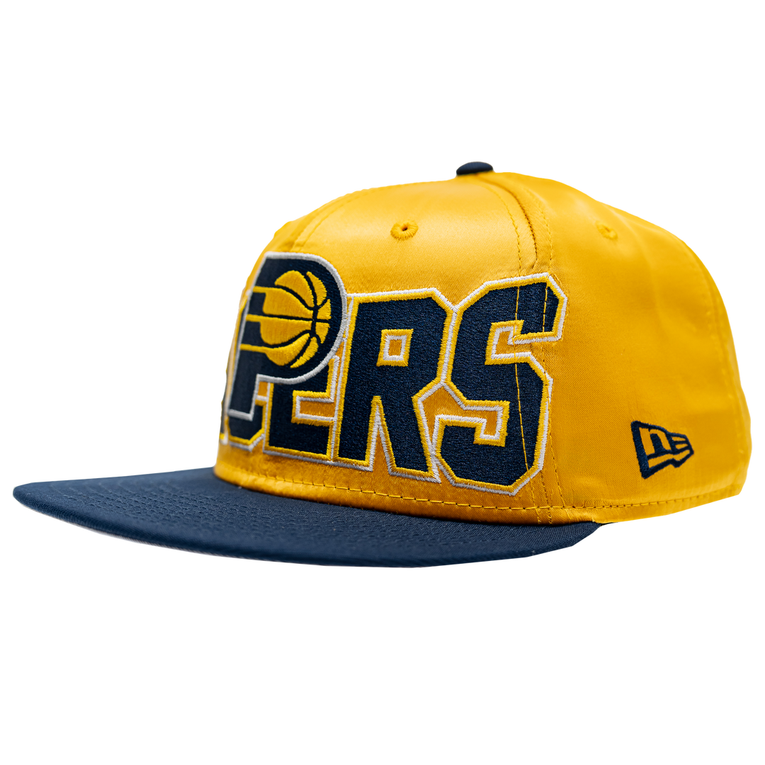 Adult Indiana Pacers Primary Logo Satin 59Fifty Hat in Gold by New Era
