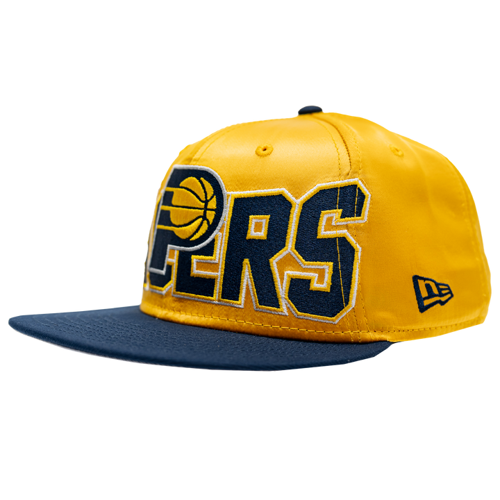Adult Indiana Pacers Primary Logo Satin 59Fifty Hat in Gold by New Era