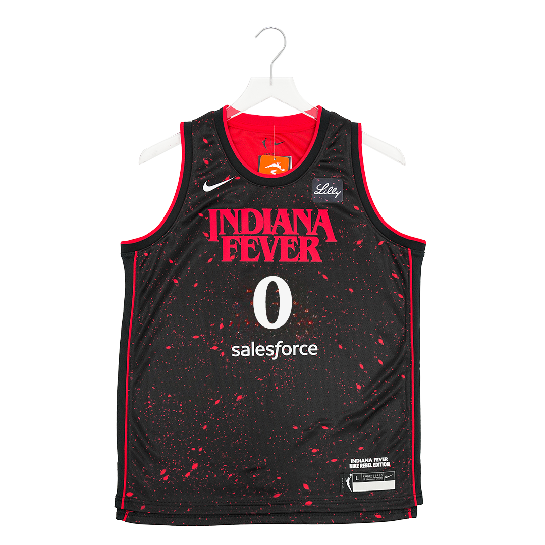 Youth Indiana Fever #0 Kelsey Mitchell Stranger Things Rebel Swingman Jersey in Black by Nike
