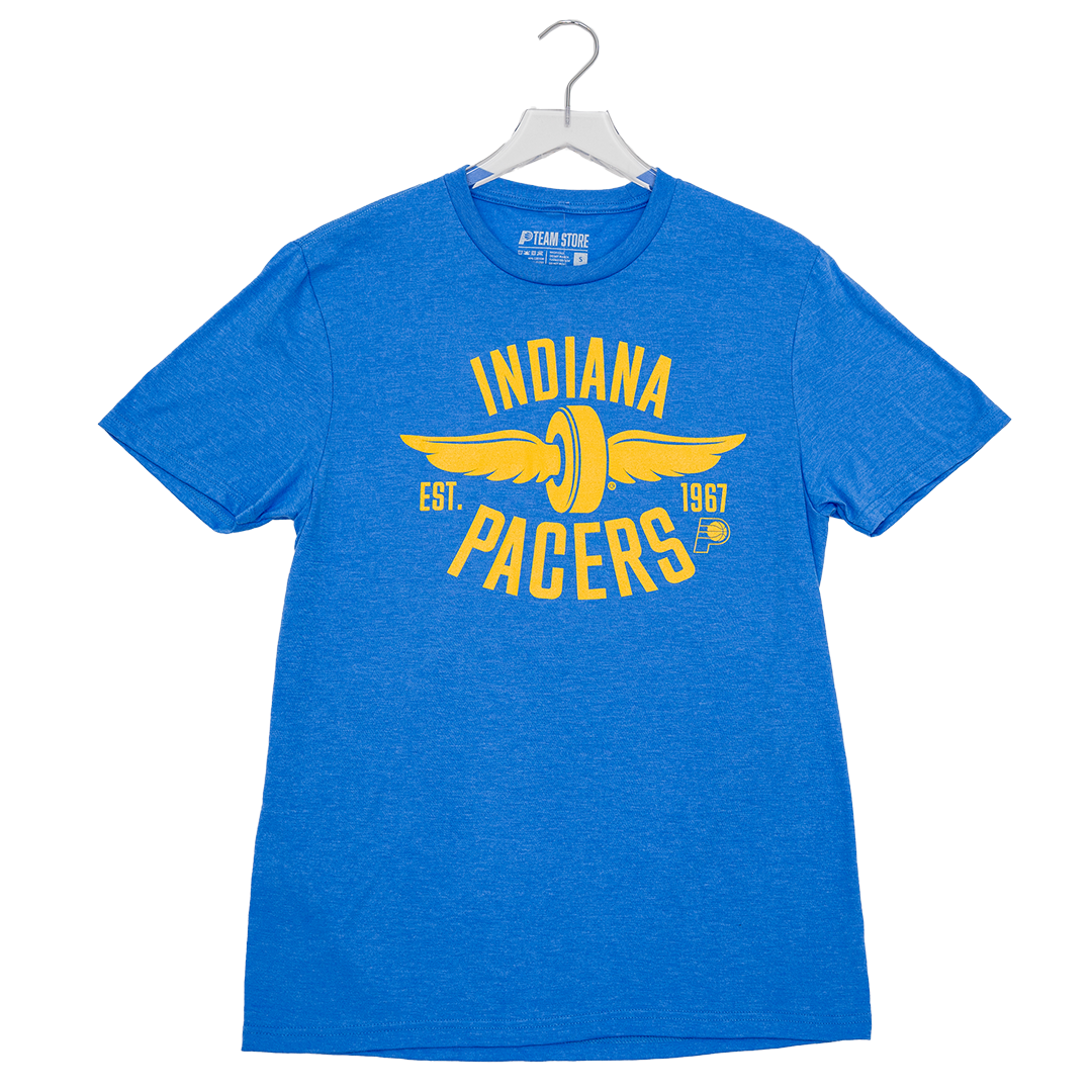 Adult Indiana Pacers 2025 NBA Playoffs Pacers x Racers T-shirt in Blue by Pacers Team Store