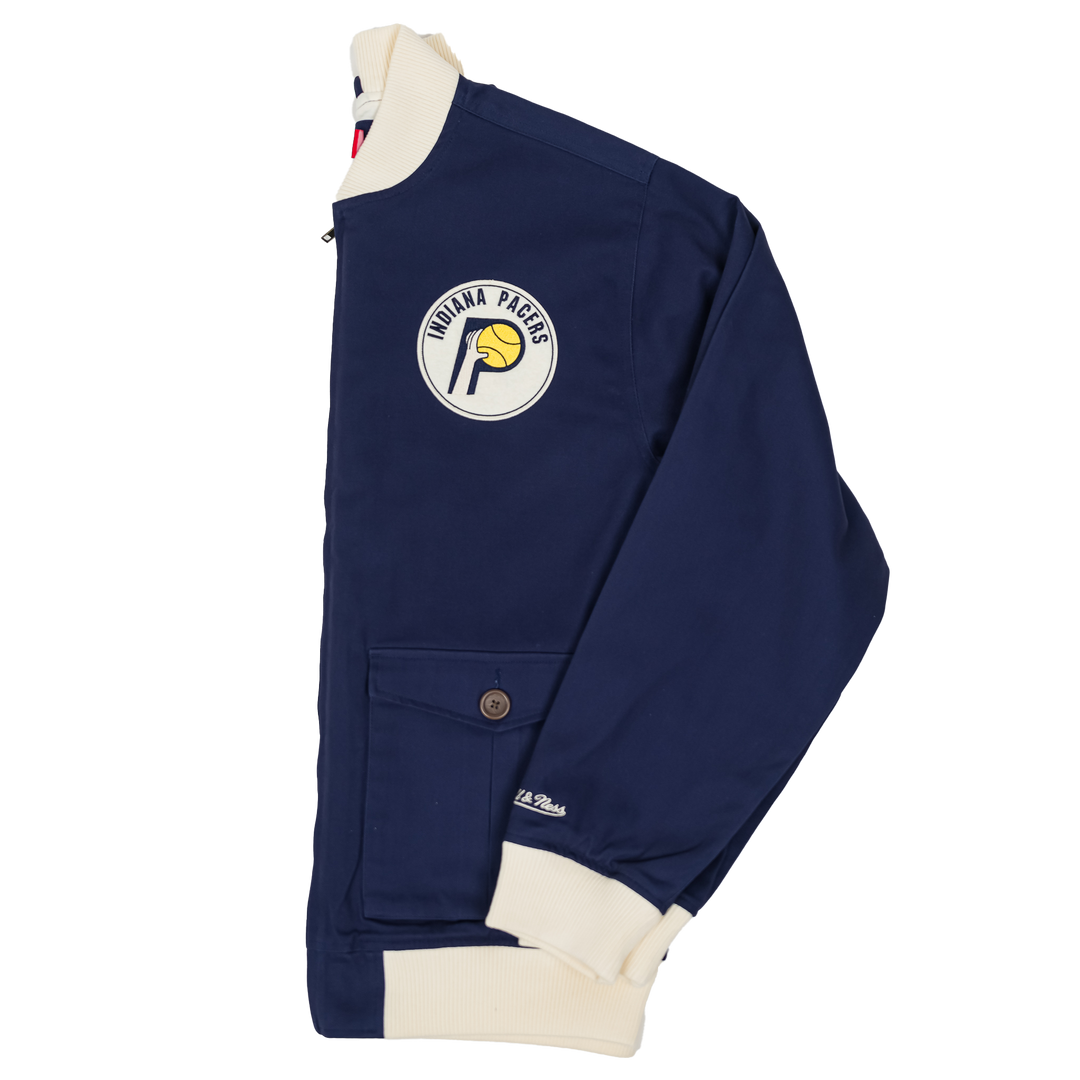 Adult Indiana Pacers Replay Cotton Twill Jacket in Navy by Mitchell and Ness