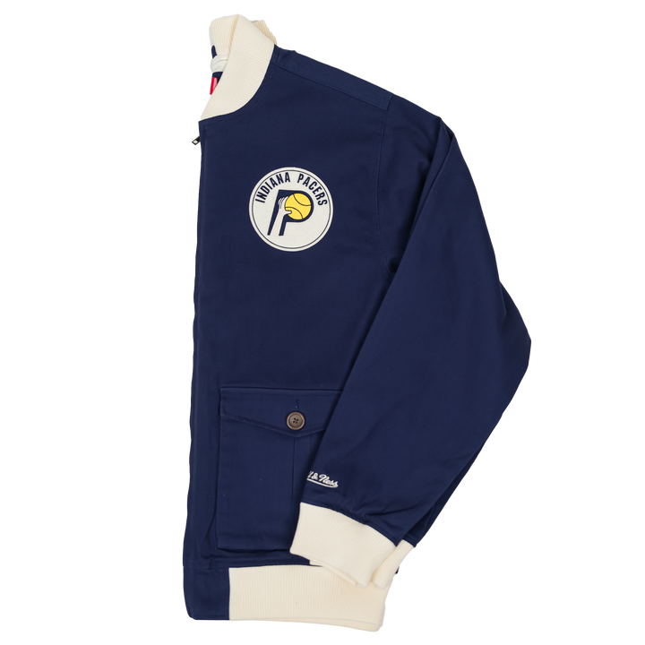 Adult Indiana Pacers Replay Cotton Twill Jacket in Navy by Mitchell and Ness