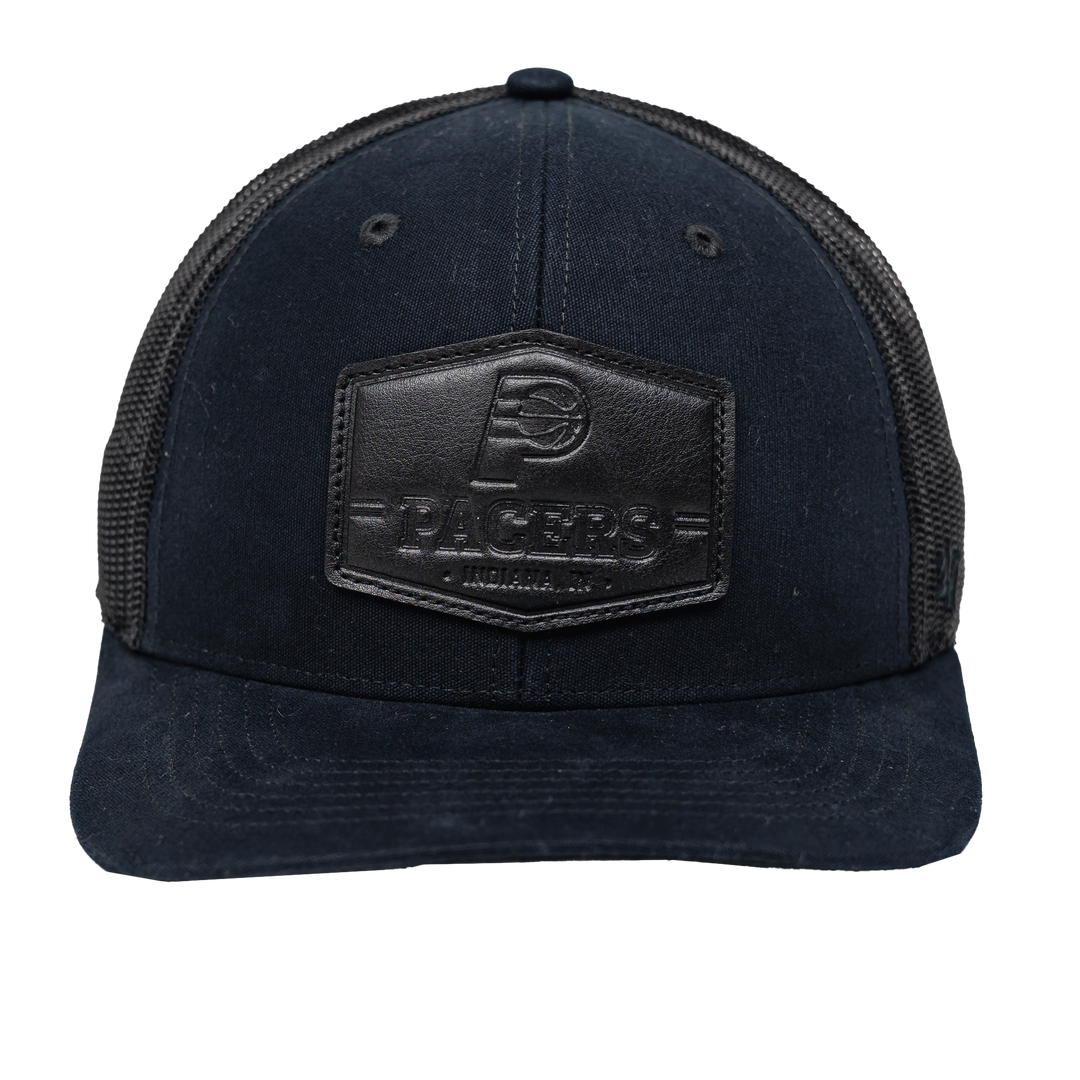 Adult Indiana Pacers Black Hide Trucker Hat in Black by '47
