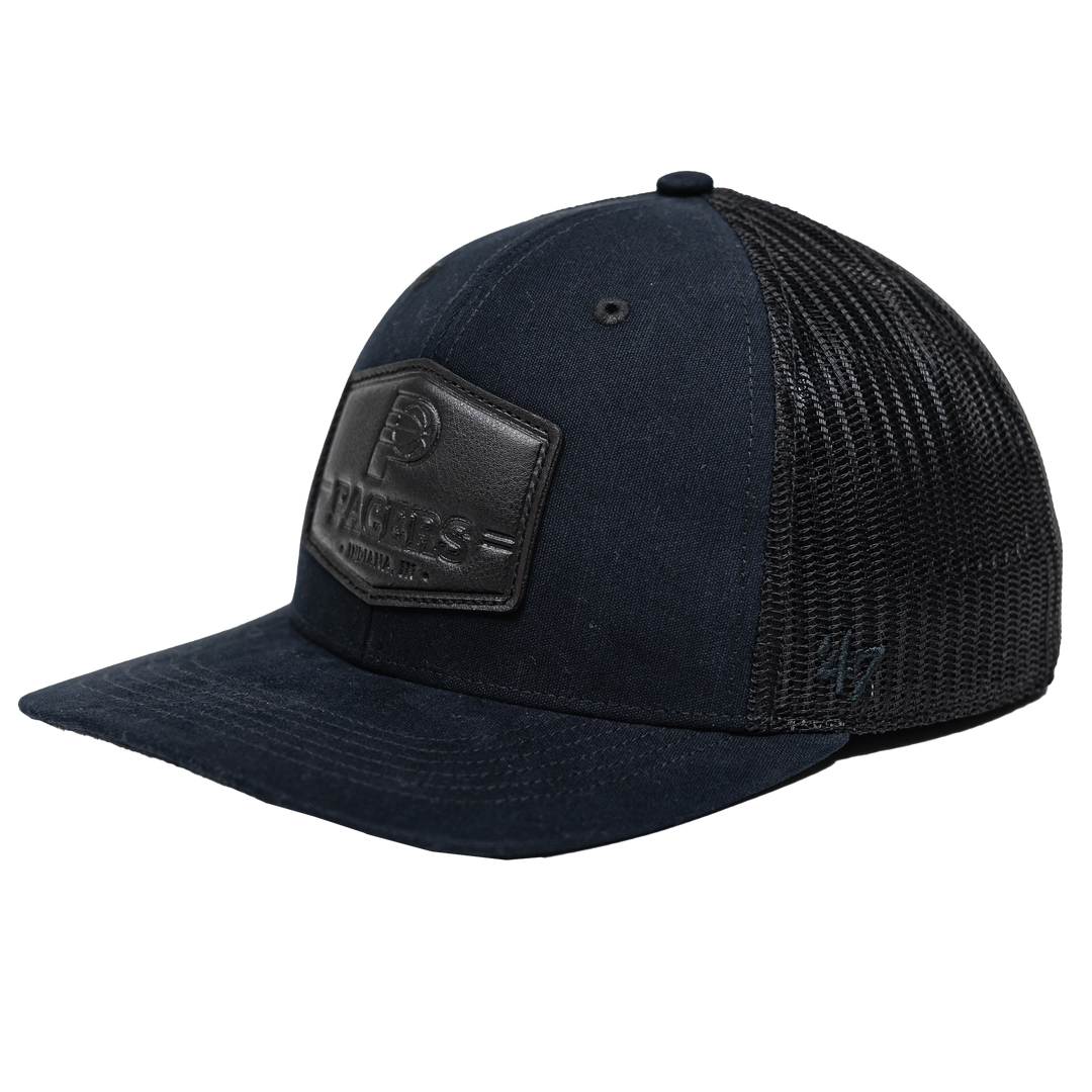 Adult Indiana Pacers Black Hide Trucker Hat in Black by '47