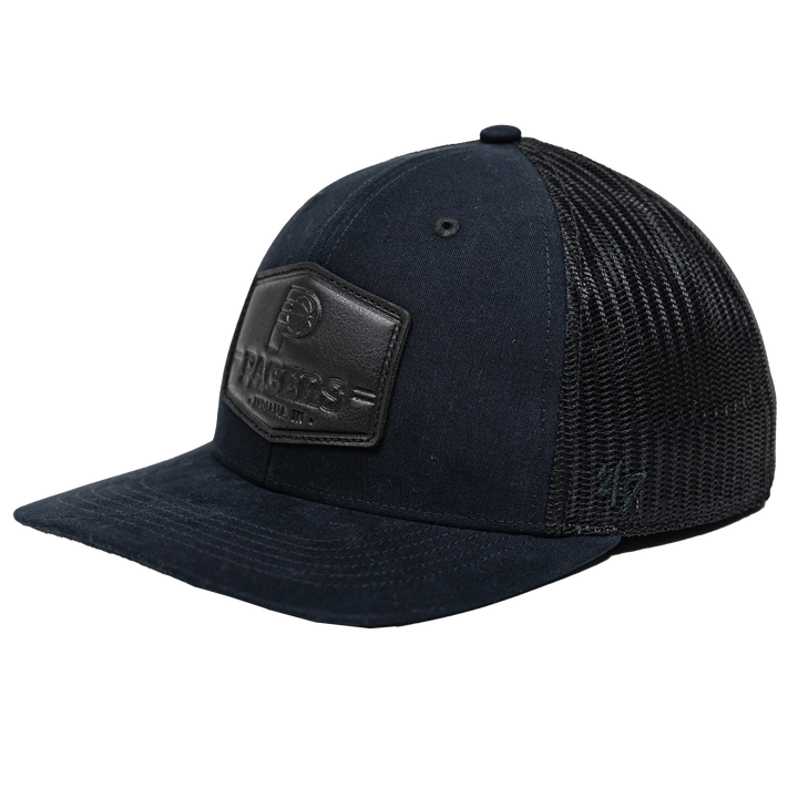 Adult Indiana Pacers Black Hide Trucker Hat in Black by '47