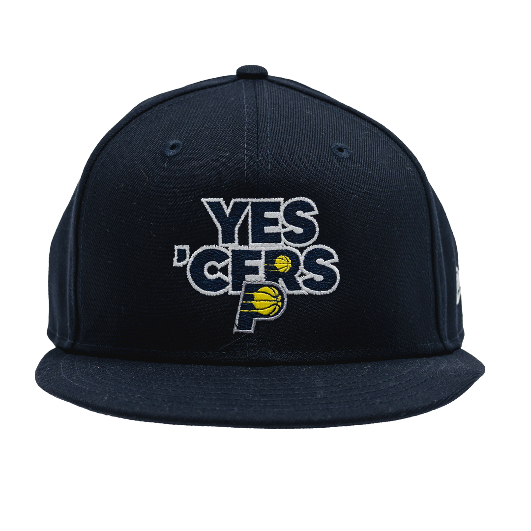 Adult Indiana Pacers Yes Cers 9Fifty Hat in Navy by New Era