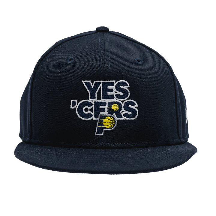 Adult Indiana Pacers Yes Cers 9Fifty Hat in Navy by New Era