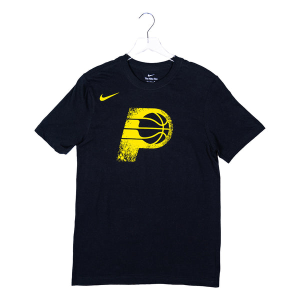 Adult Indiana Pacers 23-24' CITY EDITION Primary Logo Core Cotton T-shirt in Black by Nike - Front View