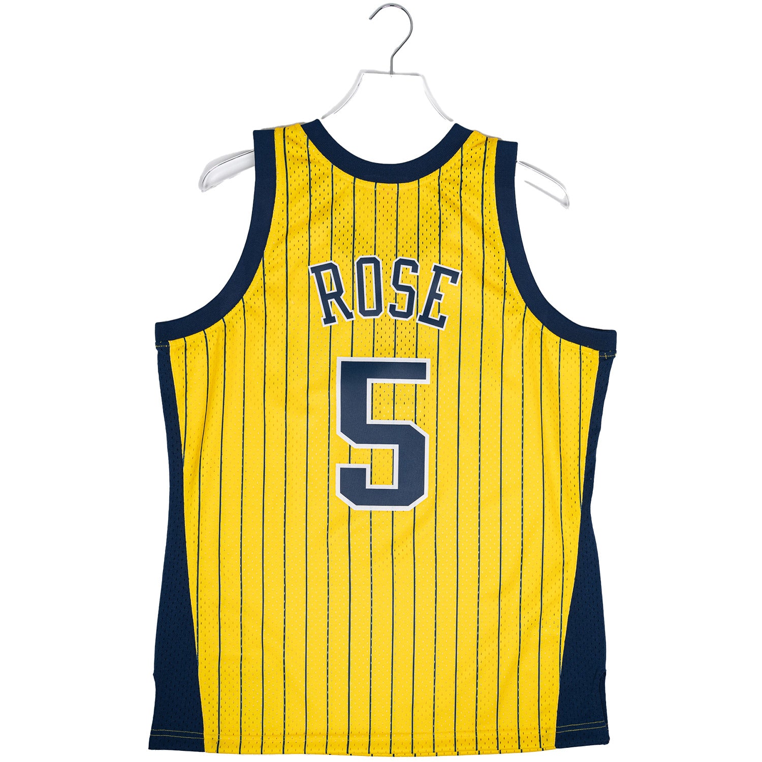 Adult Indiana Pacers Jalen Rose #5 Gold Pinstripe Hardwood Classic Jer