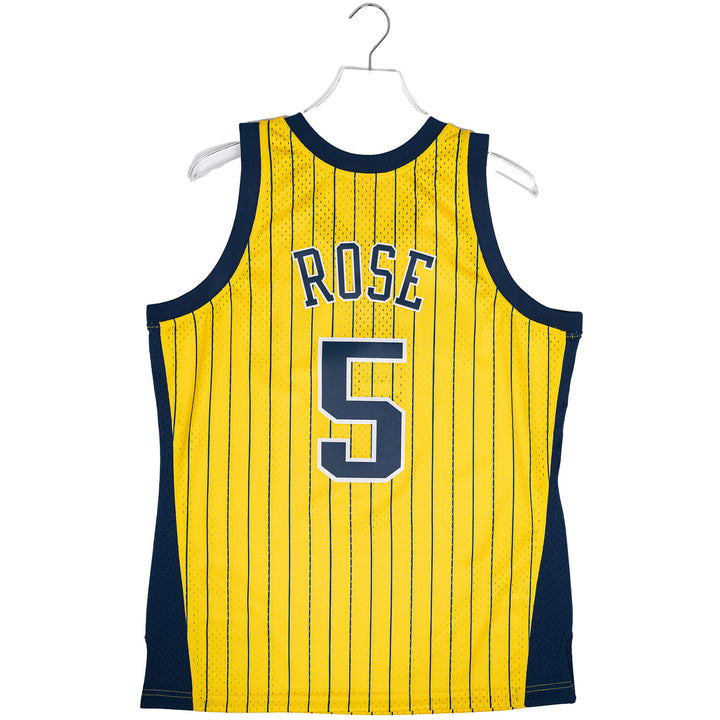 Indiana Pacers Jalen Rose Hardwood Classic Pinstripe Jersey by Mitchell &amp;amp; Ness in Gold - Back View