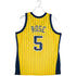 Indiana Pacers Jalen Rose Hardwood Classic Pinstripe Jersey by Mitchell &amp; Ness in Gold - Back View