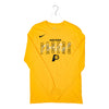 Adult Indiana Pacers Name Over Logo Basketball Long Sleeve Shirt in Gold by Nike