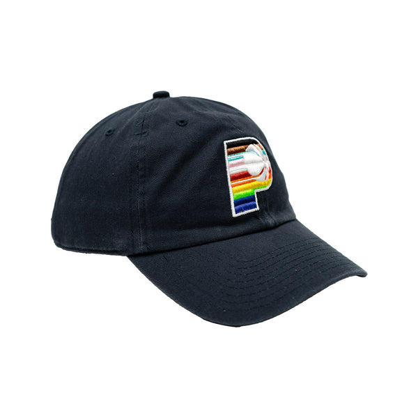Adult Indiana Pacers Primary Logo Pride Clean Up Hat in Navy by 47' - Angled Right Side View
