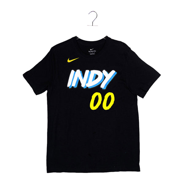 Adult Indiana Pacers #00 Bennedict Mathurin 23-24' CITY EDITION Name and Number T-shirt by Nike In Black - Front View