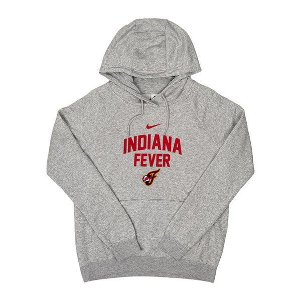 Women's Indiana Fever Wordmark Logo Varsity Hooded Sweatshirt in Grey by Nike - Front View