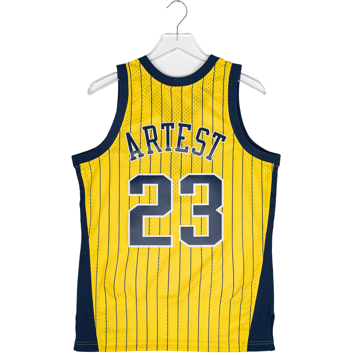 Adult Indiana Pacers Ron Artest #23 Gold Pinstripe Hardwood Classic Je