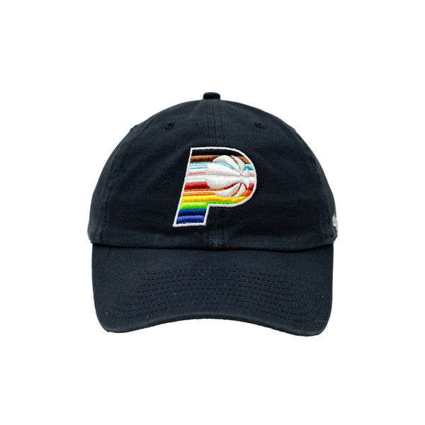 Adult Indiana Pacers Primary Logo Pride Clean Up Hat in Navy by 47' - Front View