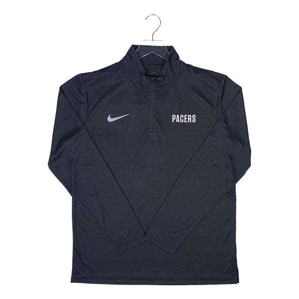 Adult Indiana Pacers Wordmark Logo 1/4 Zip Intensity Pullover in Black by Nike - Front View