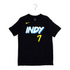 Adult Indiana Pacers #7 Buddy Hield 23-24' CITY EDITION Name and Number T-shirt by Nike In Black - Front View