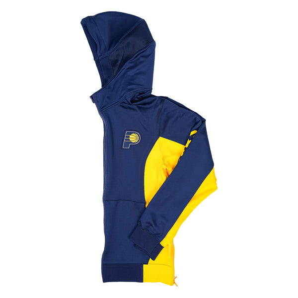 Adult Indiana Pacers 23-24' Authentic Showtime Full-Zip Hooded Jacket by Nike In Blue & Gold - Left Side View