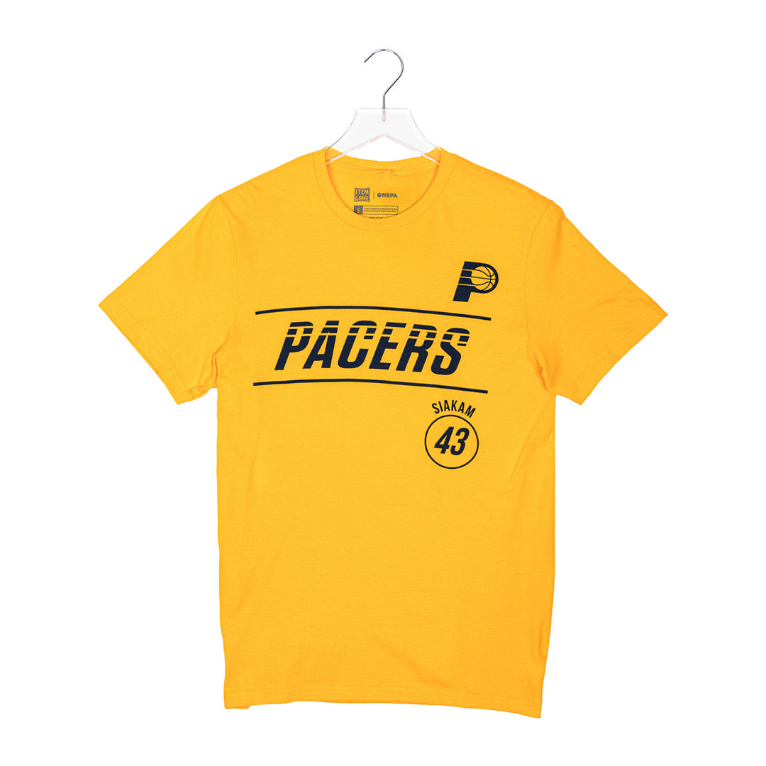 Adult Indiana Pacers #43 Pascal Siakam Rhythm Statement Name and Number T-shirt in Gold by Pacers Team Store - Front View