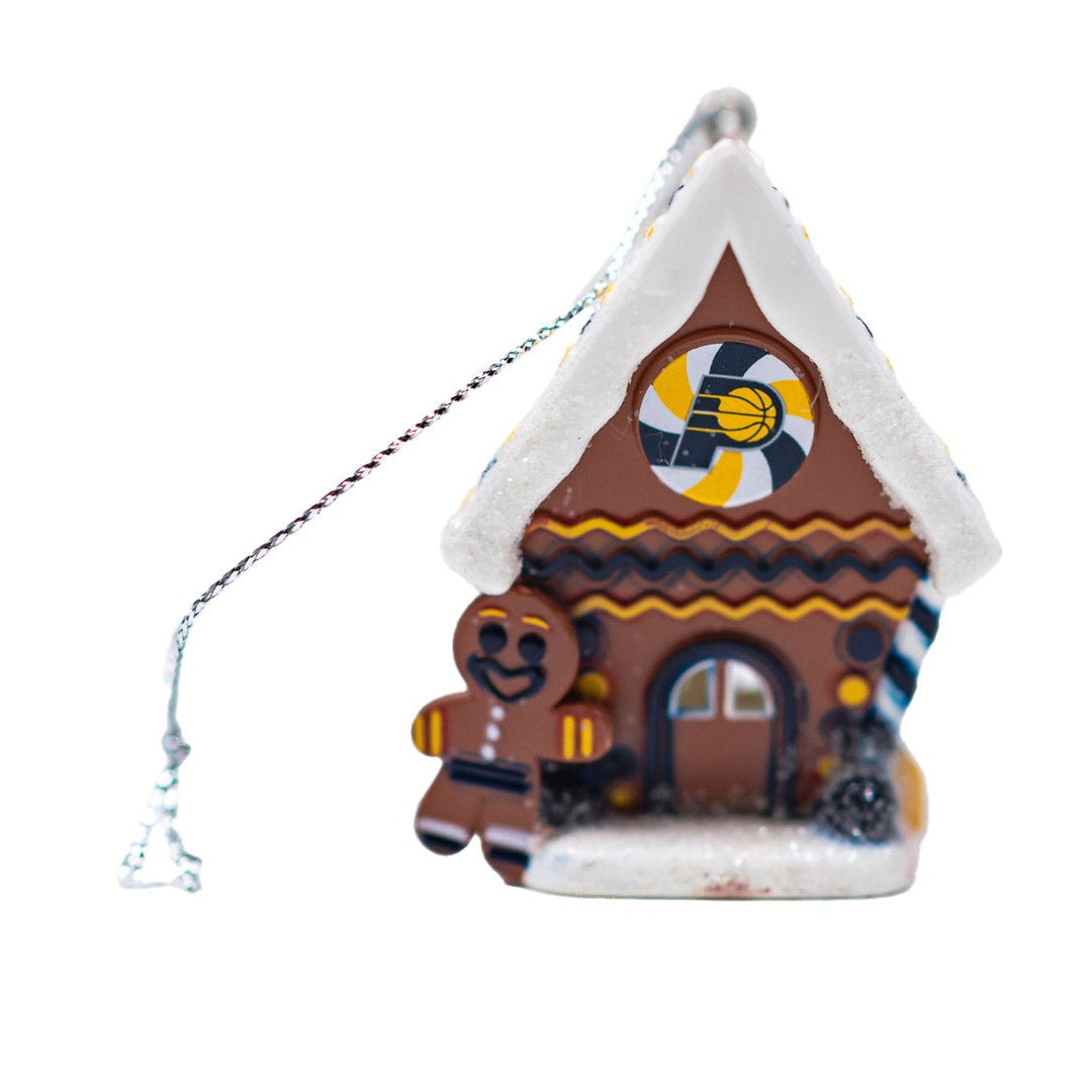 Indiana Pacers Gingerbread House LED Ornament by FOCO In Multi-Color - Front View