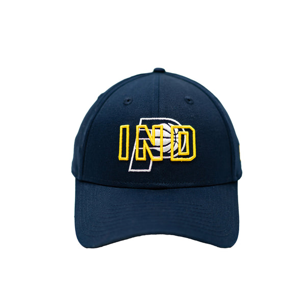 Adult Indiana Pacers Doubled 9FORTY Hat by New Era In Blue & Gold - Front View