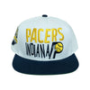 Indiana Pacers Toss Up Snapback Hat by Mitchell & Ness In White, Blue & Gold - Front View