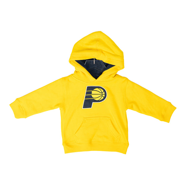 Youth Toddler Indiana Pacers Primary Logo Prime Hooded Fleece in Gold by Nike - Front View